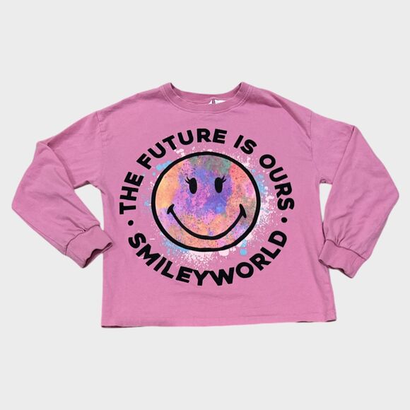 Zara x SmileyWorld™ Pink Long-Sleeve Tee - SZ 11/12 EUC - Picture 1 of 3